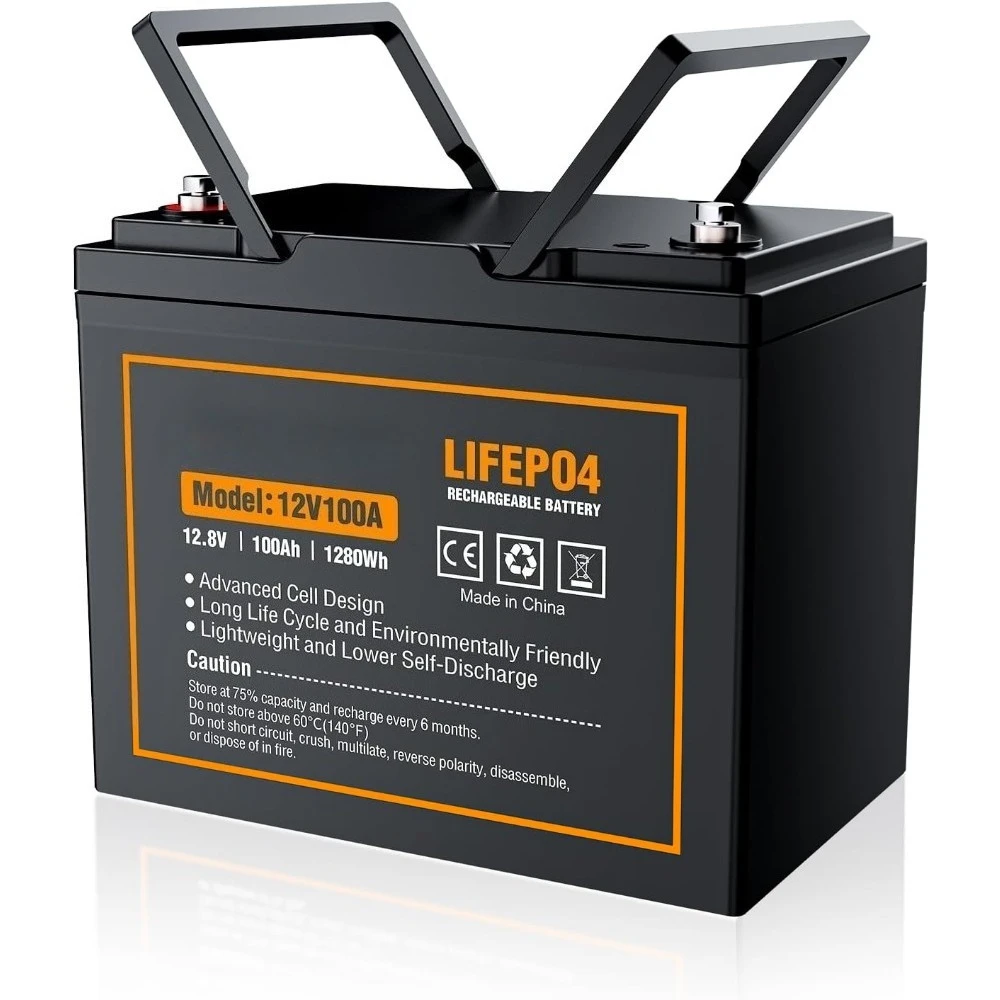 12V 100Ah Group 24 LiFePO4 Deep Cycle Battery, 5000+ Cycles Lithium Iron Phosphate Rechargeable Battery for Solar System, RV, Ho
12V 100Ah Group 24 LiFePO4 Deep Cycle Battery, 5000+ Cycles Lithium Iron Phosphate Rechargeable Battery for Solar System, RV, Ho