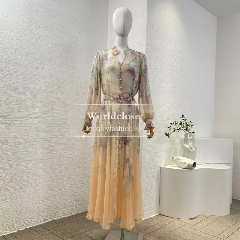 Women's High Quality New Fashion Style Multi Color Floral Print Long Sleeve Pleat Midi Dresses Elegant Silk
Women's High Quality New Fashion Style Multi Color Floral Print Long Sleeve Pleat Midi Dresses Elegant Silk