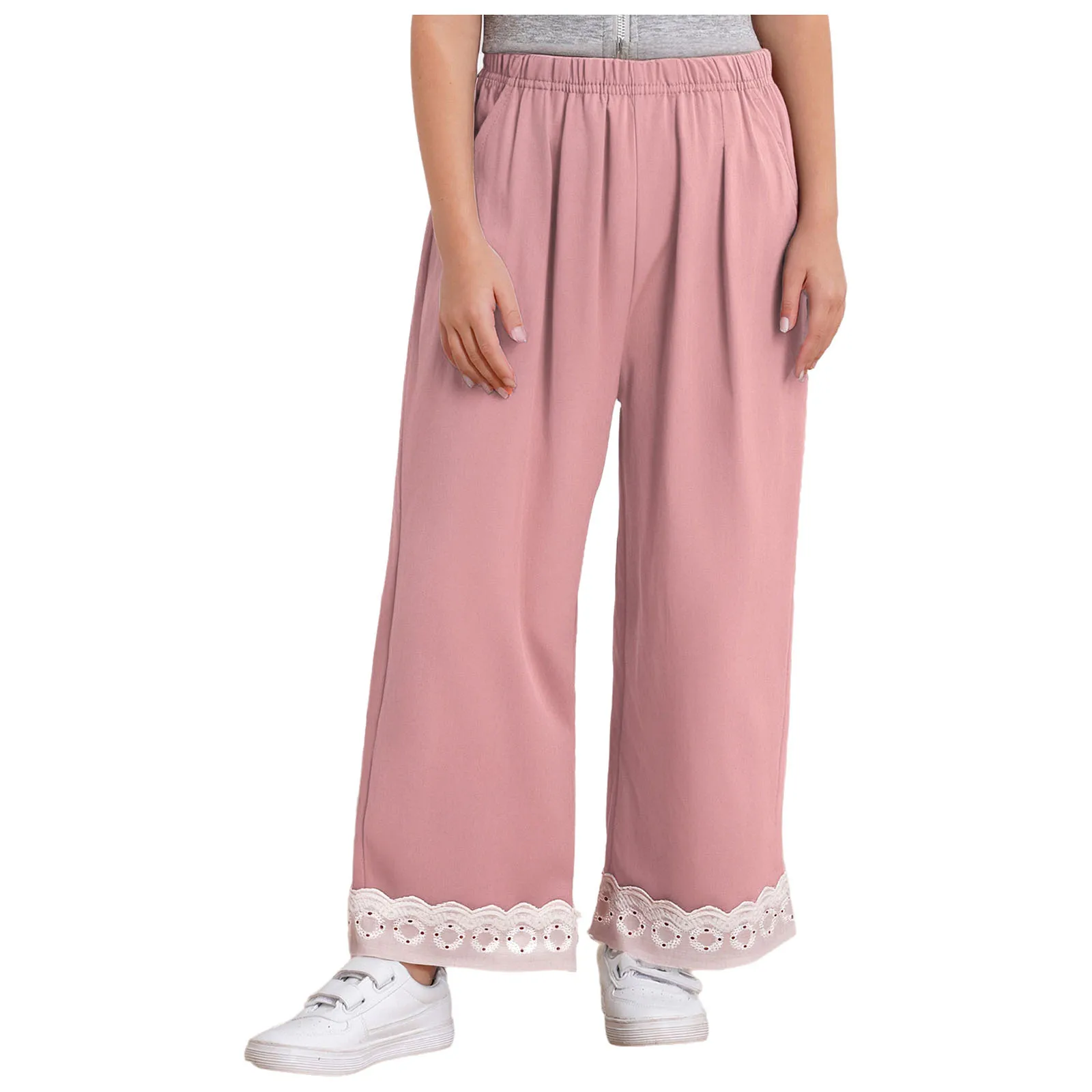 Kids Girls Pants Cotton Summer Cute Lace Trim Wide-Leg Pants Casual Loose Elastic Waistband Trousers with Pockets Homewear Beach
Kids Girls Pants Cotton Summer Cute Lace Trim Wide-Leg Pants Casual Loose Elastic Waistband Trousers with Pockets Homewear Beach