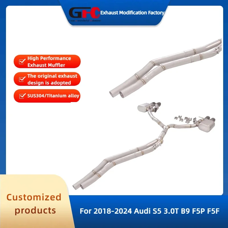 Высокопроизводительный электронный клапан Catback из нержавеющей стали GFC 304, глушитель для Audi S5 3.0T B9 F5P F5F 2018-2024 годов
Высокопроизводительный электронный клапан Catback из нержавеющей стали GFC 304, глушитель для Audi S5 3.0T B9 F5P F5F 2018-2024 годов