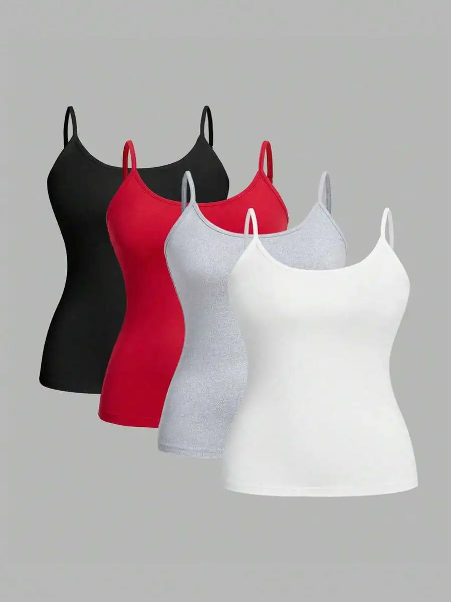 Набор из 4 женских облегающих майок-топов, летние повседневные базовые топы в черном, красном, сером и белом цветах
Набор из 4 женских облегающих майок-топов, летние повседневные базовые топы в черном, красном, сером и белом цветах