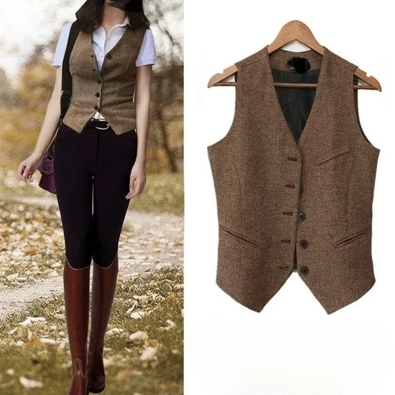 Autumn British Style Vest Women Top Unisex Retro Herringbone Wool Vest Slim Fit Riding Suit Waistcoat Short Jacket for Women
Autumn British Style Vest Women Top Unisex Retro Herringbone Wool Vest Slim Fit Riding Suit Waistcoat Short Jacket for Women