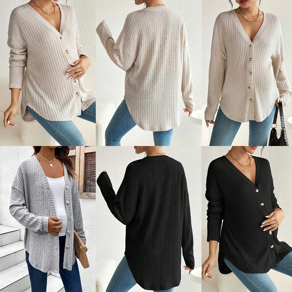 Women Maternity Clothes Long Sleeved V-neck Button Top Maternity T-shirt Cardigan T-shirt Pregnant Women Clothing springy
Women Maternity Clothes Long Sleeved V-neck Button Top Maternity T-shirt Cardigan T-shirt Pregnant Women Clothing springy