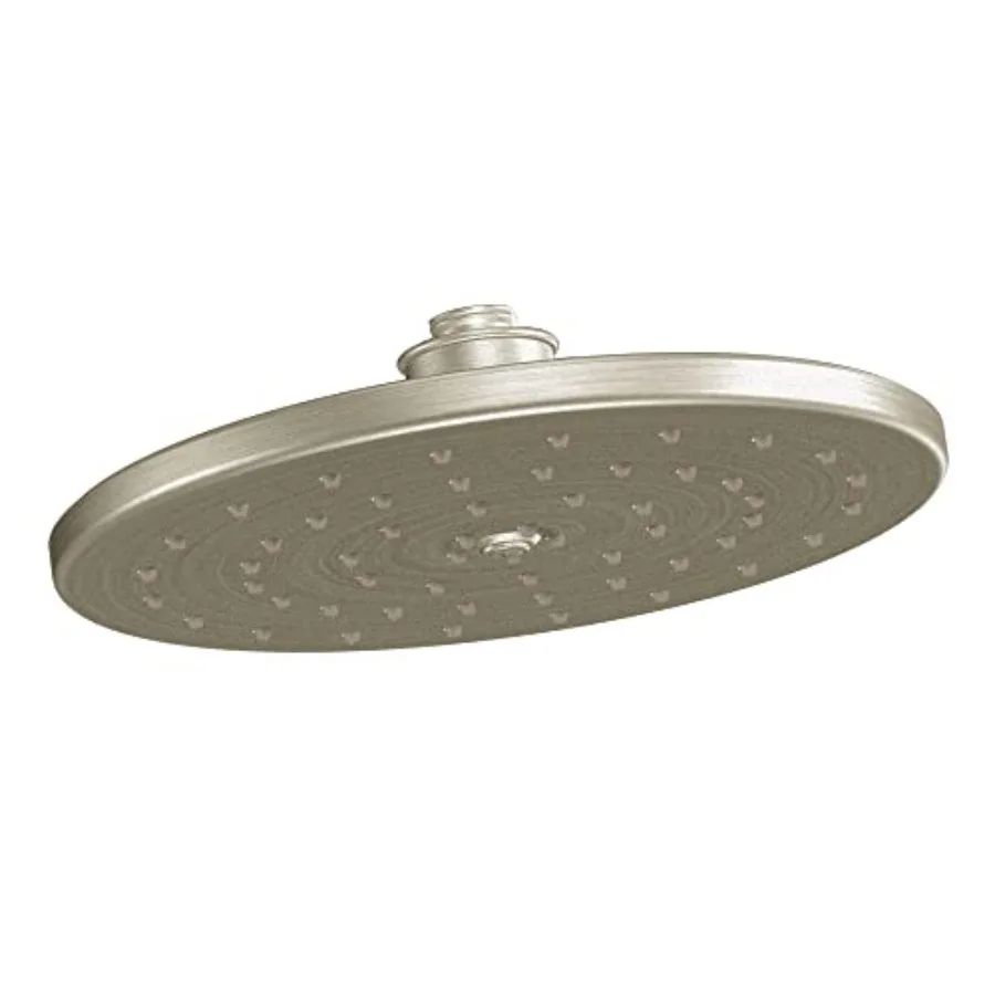 Bathroom showerhead, brushed nickel, 10-inch wide, single function rain shower with immersion rainshower technology
Bathroom showerhead, brushed nickel, 10-inch wide, single function rain shower with immersion rainshower technology