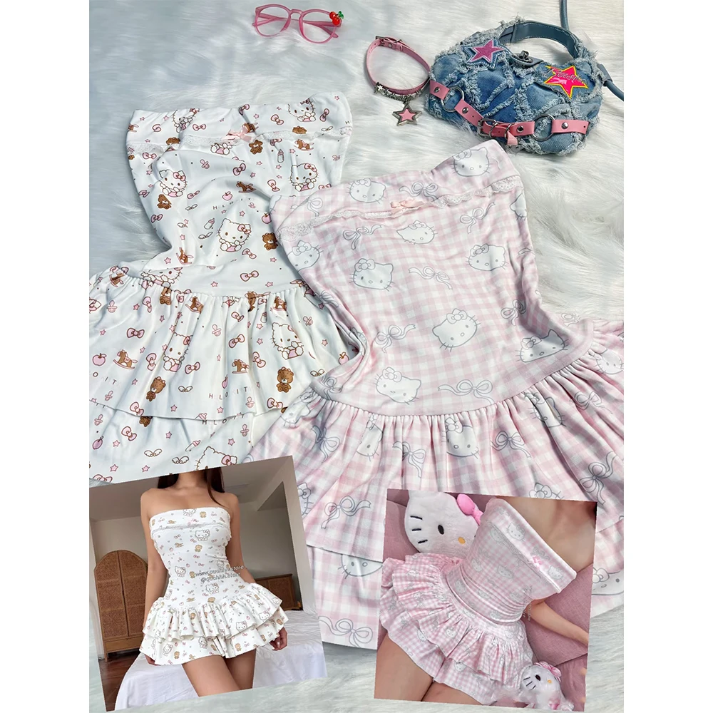 Sanrio Japanese Retro Kawaii Cartoon Kitten Print Dress New Y2K Slim-Fit Cake Skirt Women's Harajuku Sexy Strapless Dresses Hot
Sanrio Japanese Retro Kawaii Cartoon Kitten Print Dress New Y2K Slim-Fit Cake Skirt Women's Harajuku Sexy Strapless Dresses Hot