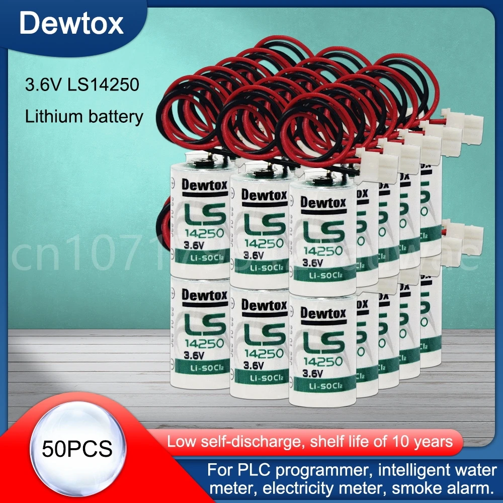 50PCS 3.6V 14250 LS14250 1/2AA Li-SOCl2 Non-rechargeable Battery for PLC Equipment Alarm System Lithium Battery with Plug
50PCS 3.6V 14250 LS14250 1/2AA Li-SOCl2 Non-rechargeable Battery for PLC Equipment Alarm System Lithium Battery with Plug