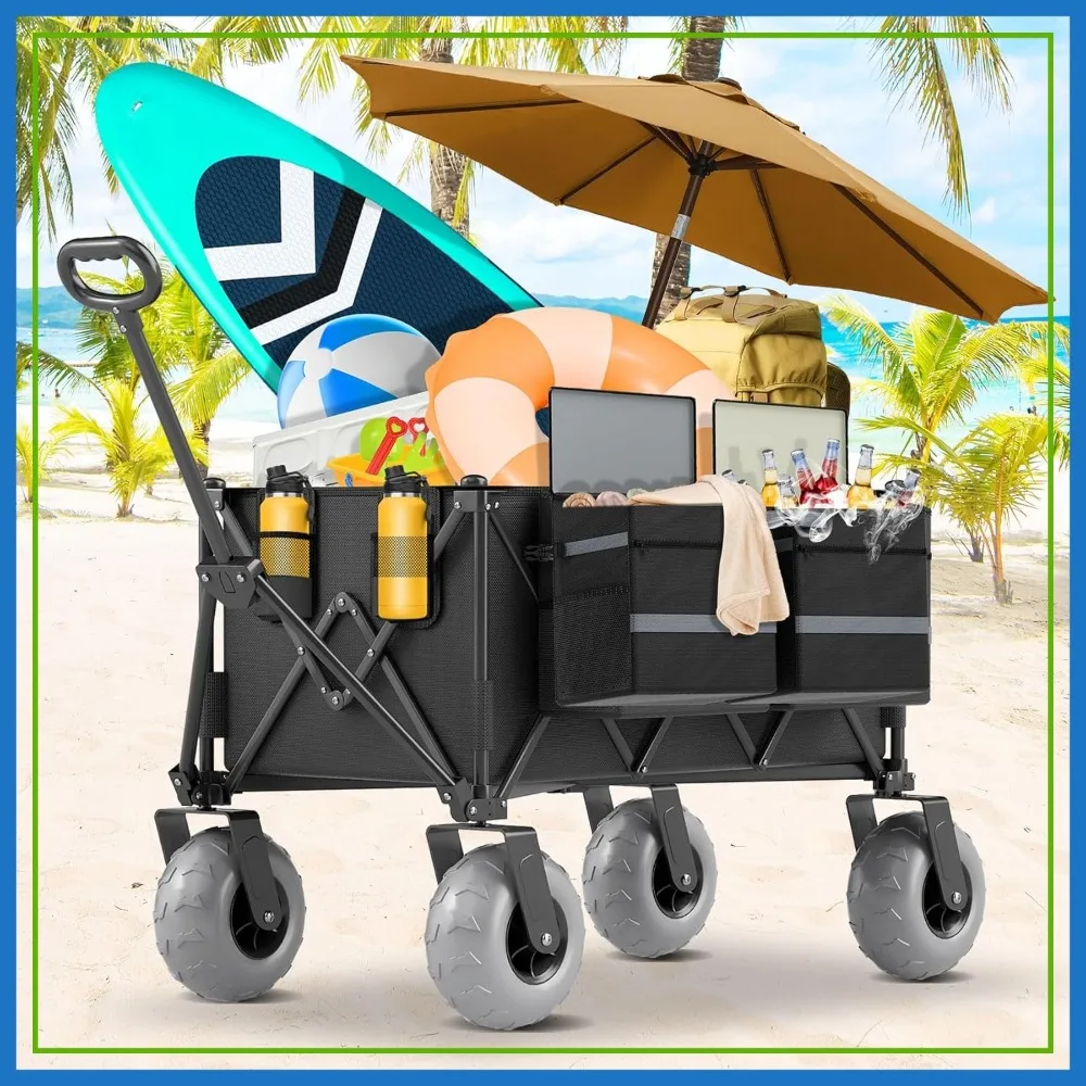 Heavy Duty Beach Wagon with 9" All Terrain Inflatable Tires, Collapsible Foldable Cart for Camping, Grocery, Garden & Sports
Heavy Duty Beach Wagon with 9" All Terrain Inflatable Tires, Collapsible Foldable Cart for Camping, Grocery, Garden & Sports