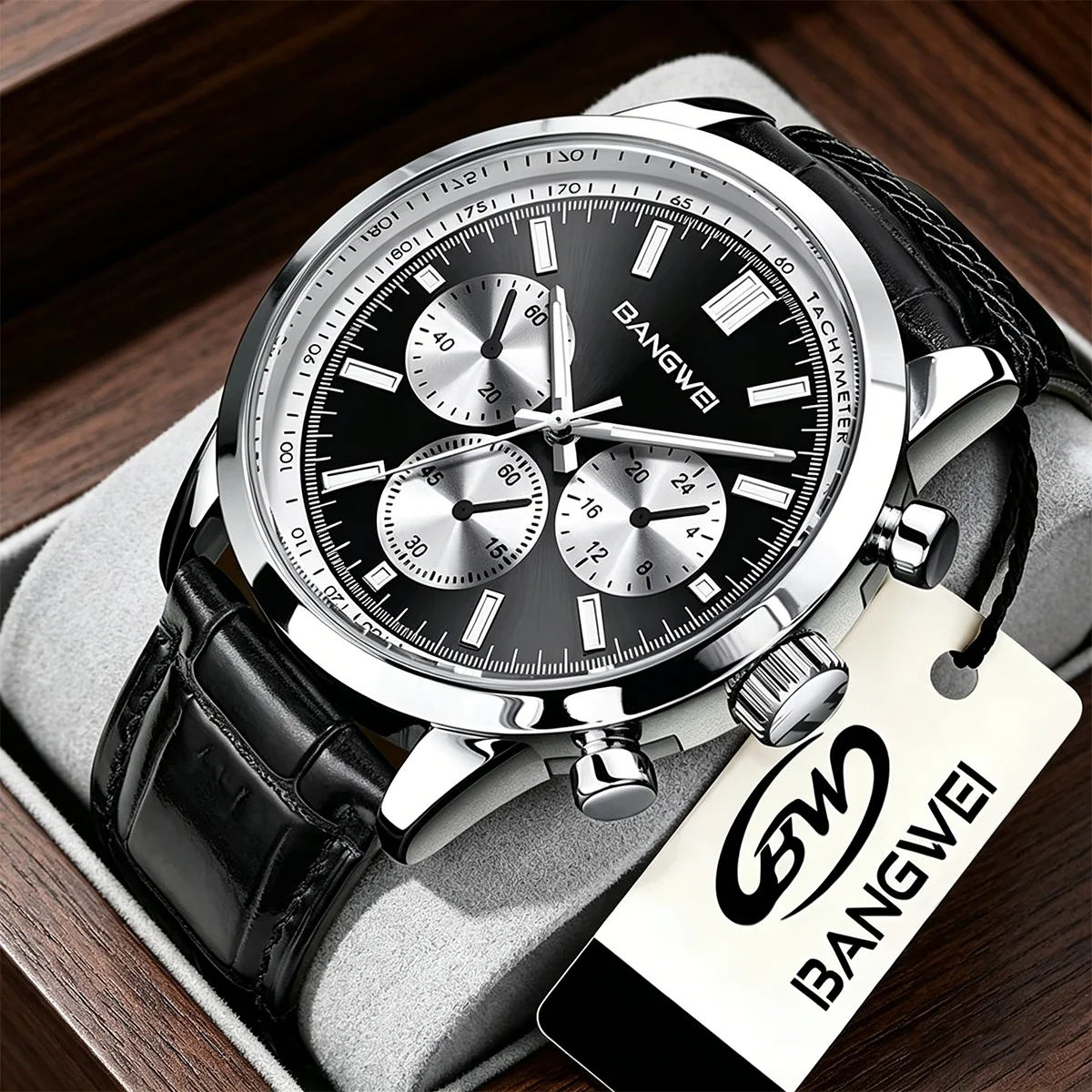 BANGWEI Fashion Man Watches Luxury Leather Strap Wristwatch Waterproof Chronograph Classic Simple Quartz Watch Relogio Masculino
BANGWEI Fashion Man Watches Luxury Leather Strap Wristwatch Waterproof Chronograph Classic Simple Quartz Watch Relogio Masculino