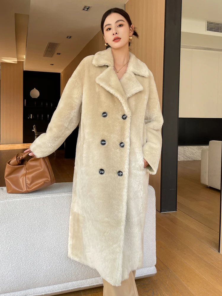 High-end Luxury Natural Lamb Fur Long Winter Jacket for Women Simple Vintage Double Breasted Loose Genuine Leather Real Fur Coat
High-end Luxury Natural Lamb Fur Long Winter Jacket for Women Simple Vintage Double Breasted Loose Genuine Leather Real Fur Coat