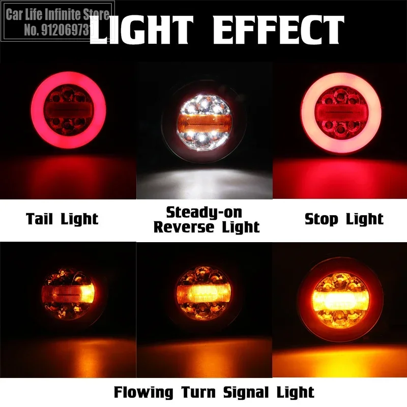 6Pcs Round LED Truck Tail Light 12V 24V Dynamic Running Turn Signal Rear Lamp Trailer Brake Lights Pickup Car Tractor Taillights
6Pcs Round LED Truck Tail Light 12V 24V Dynamic Running Turn Signal Rear Lamp Trailer Brake Lights Pickup Car Tractor Taillights