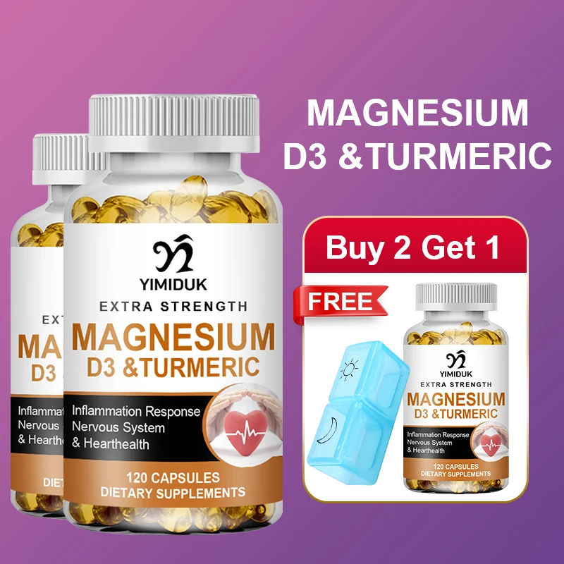 Magnesium with D3 & Turmeric Supplement, Supports Heart & Cardiovascular Health, Nervous System Balance, Sustained Vitality
Magnesium with D3 & Turmeric Supplement, Supports Heart & Cardiovascular Health, Nervous System Balance, Sustained Vitality