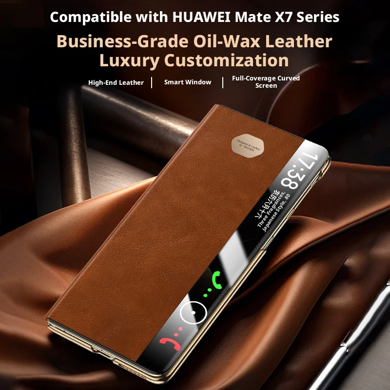 Luxurious Oil Wax Case For Huawei Mate X7 High-End Leather Smart Window Folding Screen All-inclusive Protective Cover
Luxurious Oil Wax Case For Huawei Mate X7 High-End Leather Smart Window Folding Screen All-inclusive Protective Cover