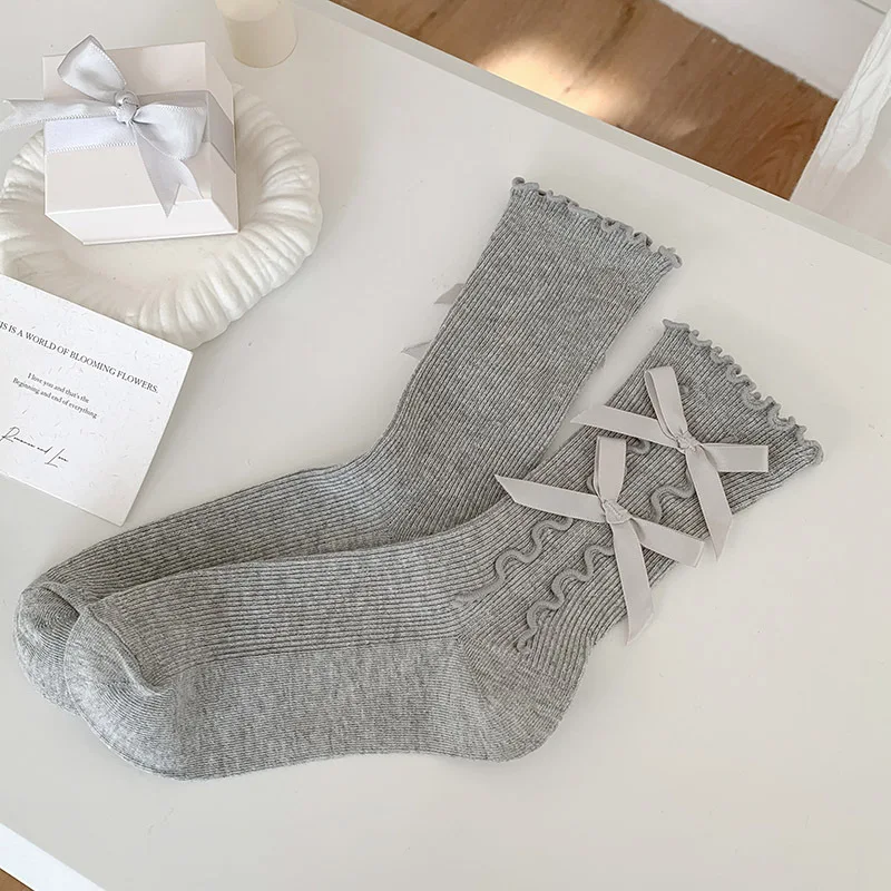 Bow Socks Women's Medium Tube Socks Spring and Autumn Solid Color Japanese Girls Fungus Lace Socks Summer Lolita Stockings
Bow Socks Women's Medium Tube Socks Spring and Autumn Solid Color Japanese Girls Fungus Lace Socks Summer Lolita Stockings