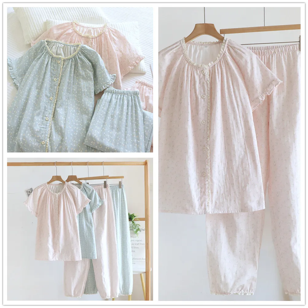 Two Piece Set Women's Pajamas Summer Cotton Short Sleeved Pants Thin Loose Home Women Sleepwear Cothes
Two Piece Set Women's Pajamas Summer Cotton Short Sleeved Pants Thin Loose Home Women Sleepwear Cothes