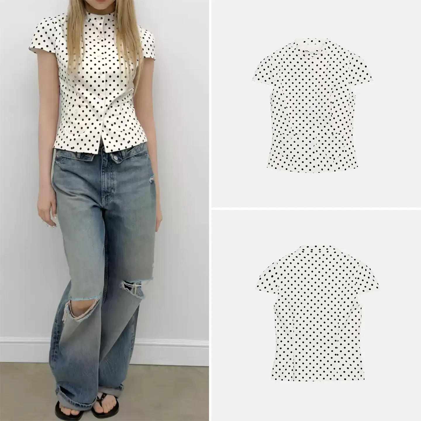 Women's Simple round Neck Polka Dot Waist-Cinching Short Sleeve Shirt Commute Style Loose Fit Summer 2026 ZADATA Brand
Women's Simple round Neck Polka Dot Waist-Cinching Short Sleeve Shirt Commute Style Loose Fit Summer 2026 ZADATA Brand
