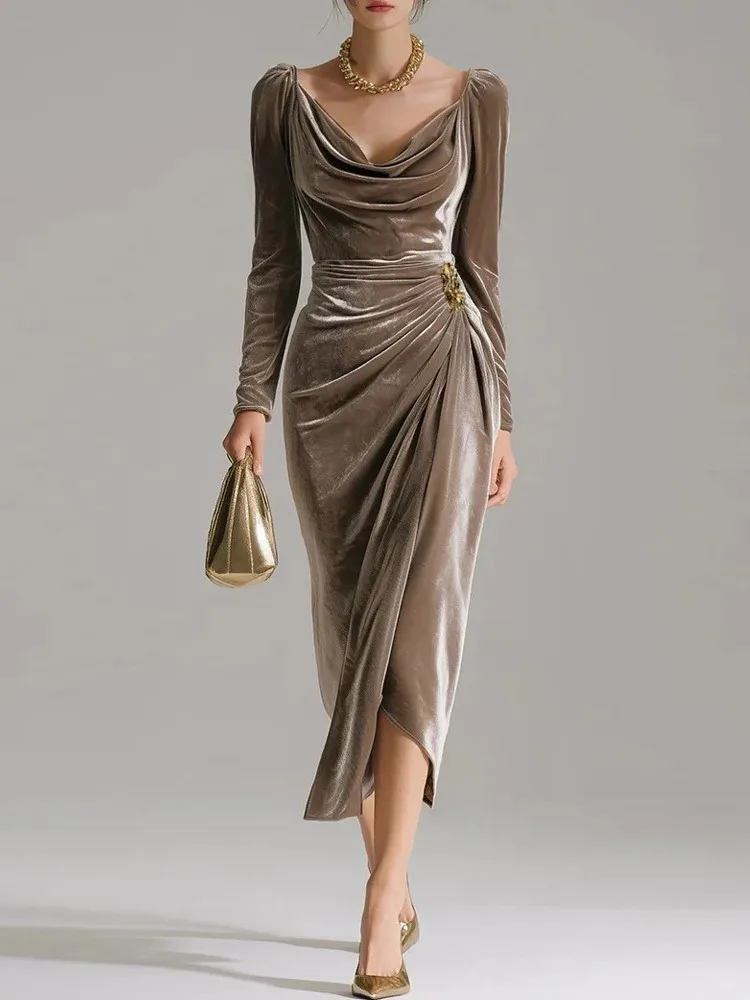 Female Spring Elegant Party Dance Midi Dress Autumn Fashion V-neck Solid Color Long Sleeves Dresses Lady Foreign Style Vestidos
Female Spring Elegant Party Dance Midi Dress Autumn Fashion V-neck Solid Color Long Sleeves Dresses Lady Foreign Style Vestidos