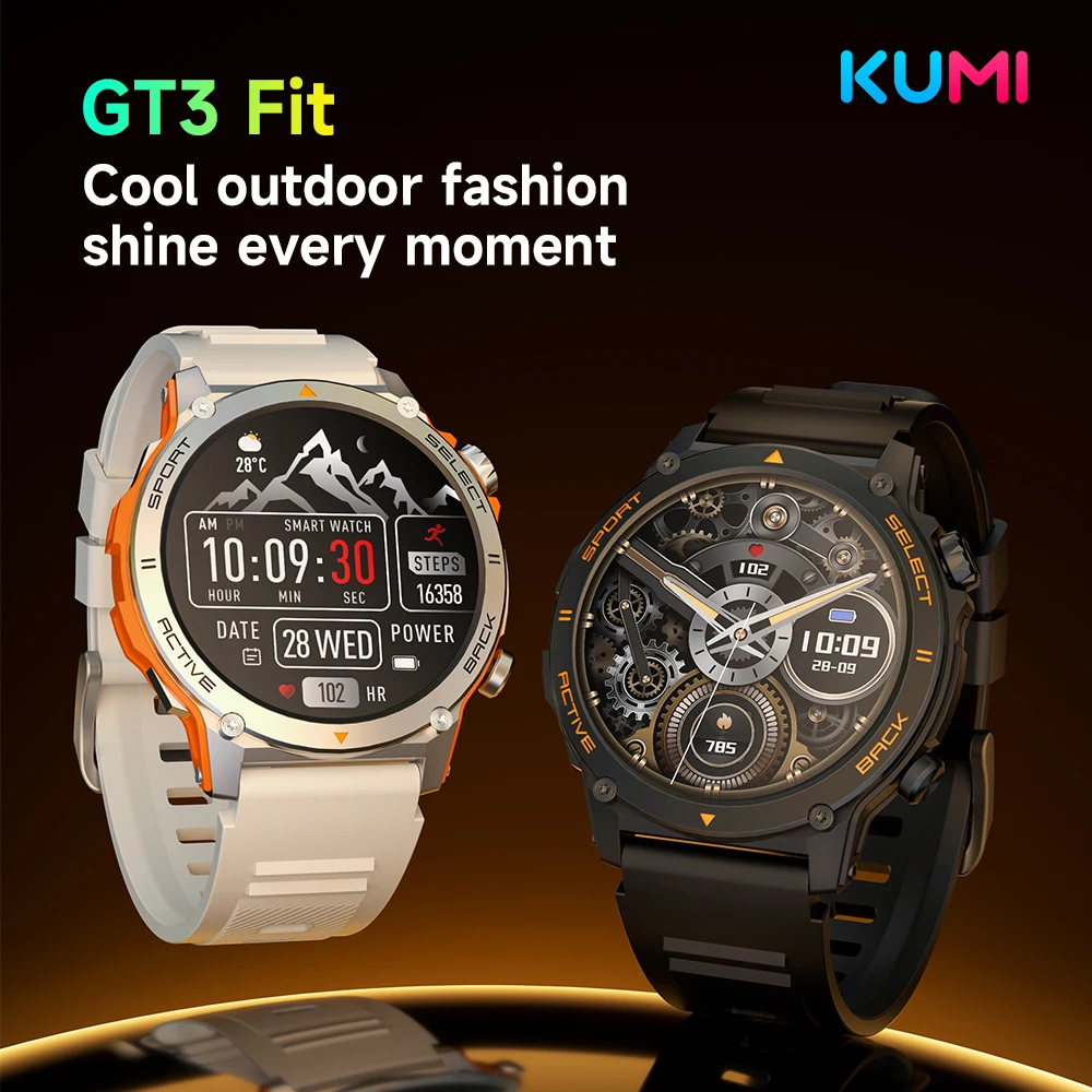 KUMI GT3 Fit Smart Watch 1.43'' AMOLED ChatGPT AI 100+ Sports HR/BP/O2 Sleep Monitor IP68 10Days Battery BT Call for Men & Women
KUMI GT3 Fit Smart Watch 1.43'' AMOLED ChatGPT AI 100+ Sports HR/BP/O2 Sleep Monitor IP68 10Days Battery BT Call for Men & Women