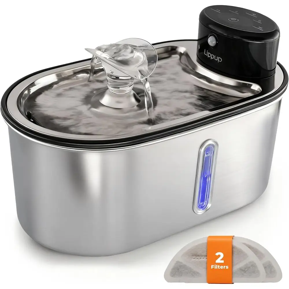 Battery-Powered Stainless Steel Cat Fountain, 108oz/3.2L, Ultra Quiet, Multi-Stage Filtration, BPA-Free, 2 Filters Included - Bl
Battery-Powered Stainless Steel Cat Fountain, 108oz/3.2L, Ultra Quiet, Multi-Stage Filtration, BPA-Free, 2 Filters Included - Bl