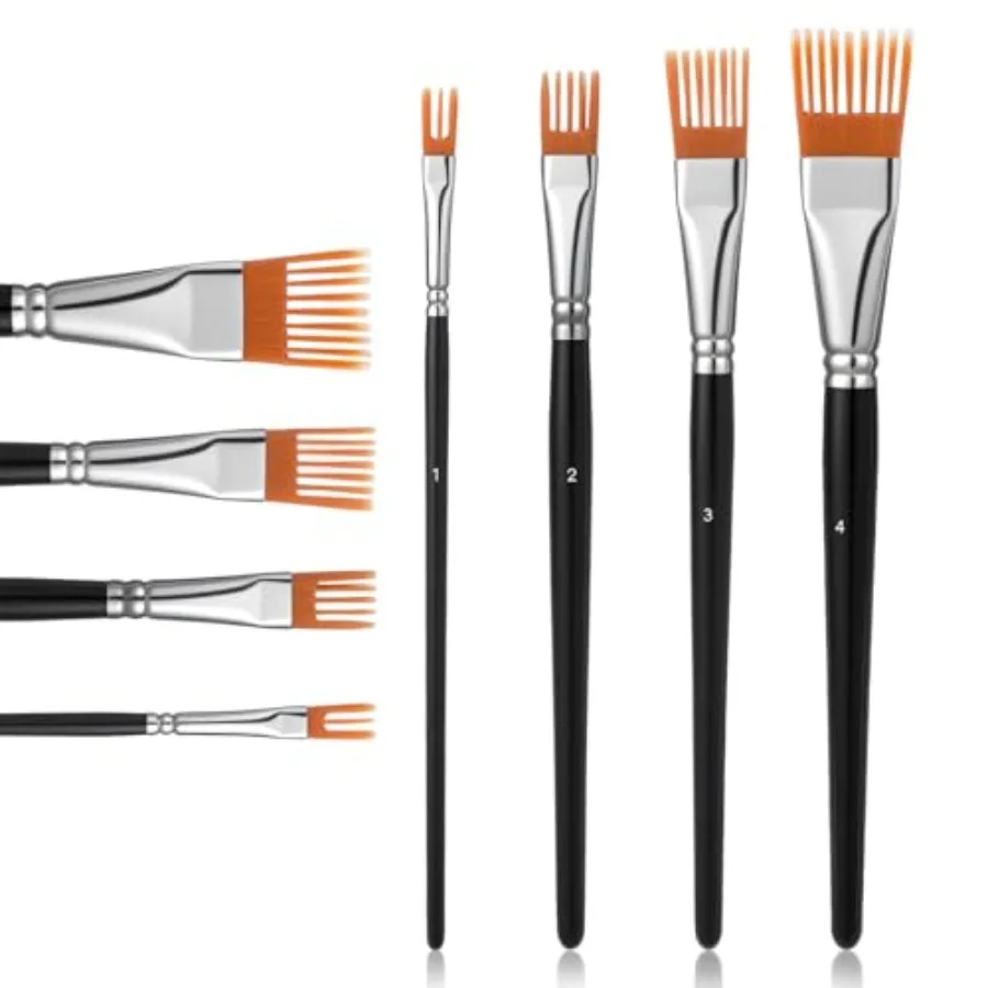 4PCS Grainer Brush Set for Texture, Professional Flat Comb Artist Paint Brushes for Acrylic Painting, Watercolor and Oil, Art P
4PCS Grainer Brush Set for Texture, Professional Flat Comb Artist Paint Brushes for Acrylic Painting, Watercolor and Oil, Art P