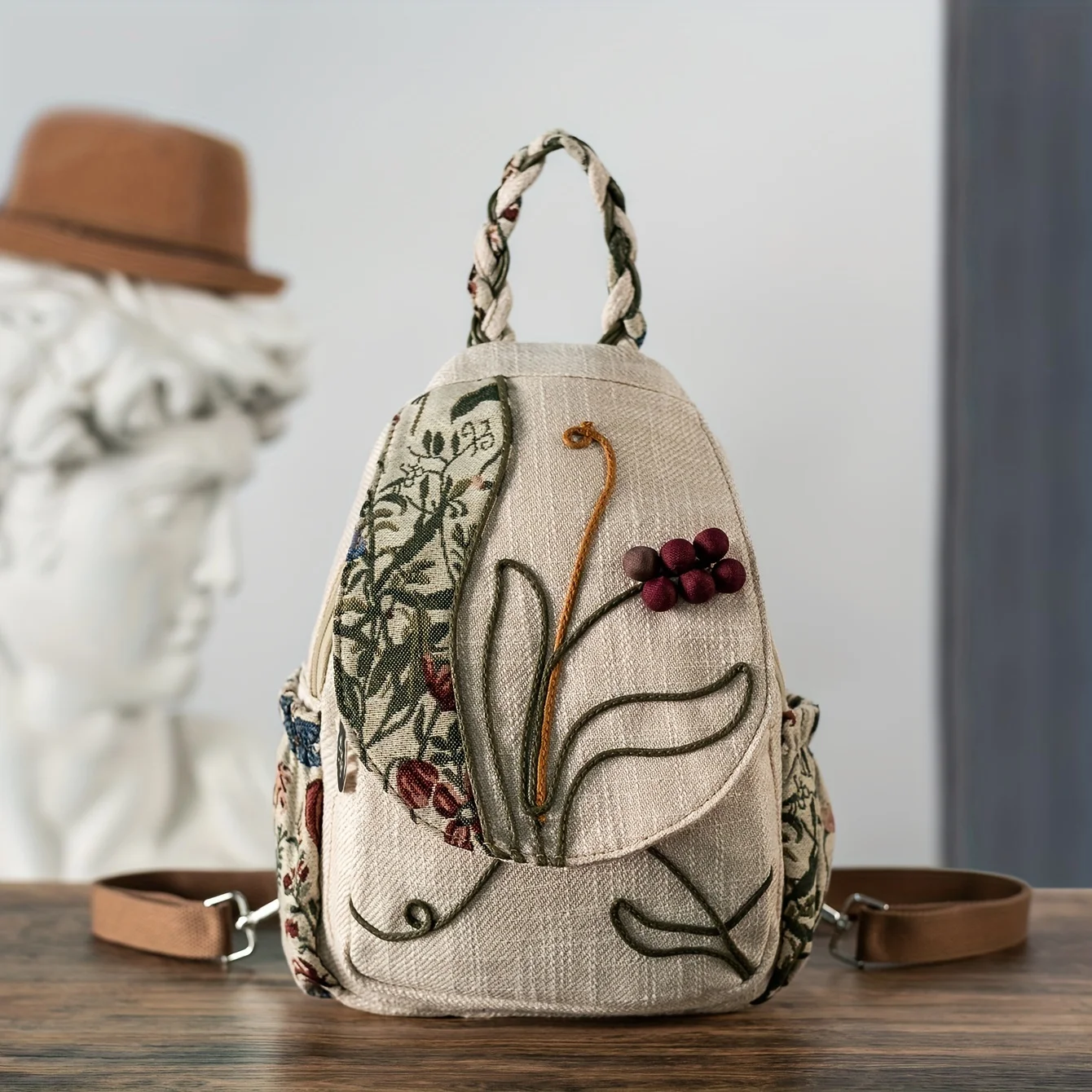 Handmade Ethnic Style Women's Backpack, Embroidered With Purple Grapes And Flowers, Multifunctional Leisure
Handmade Ethnic Style Women's Backpack, Embroidered With Purple Grapes And Flowers, Multifunctional Leisure
