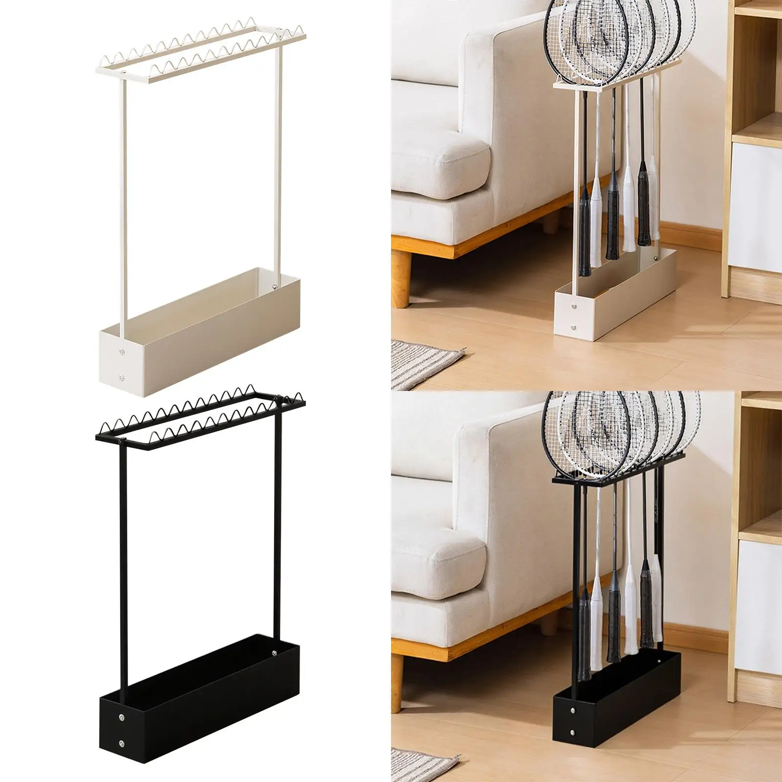 Badminton Racquet Storage Rack Space Saving Multifunctional Carbon Steel Tennis Racket Organizer Sturdy Tennis Racket Holder