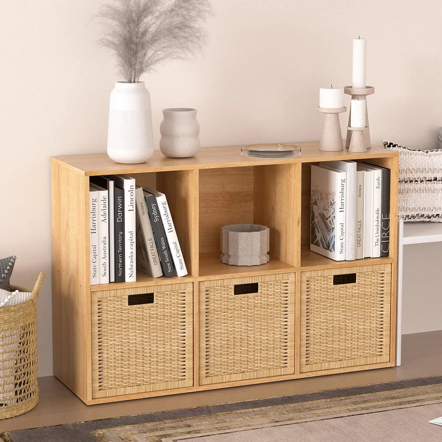 Wooden 6 Cube Storage Organizer with Closed Back Panel,White Cube Shelf Cubby Storage Organizer with
Wooden 6 Cube Storage Organizer with Closed Back Panel,White Cube Shelf Cubby Storage Organizer with