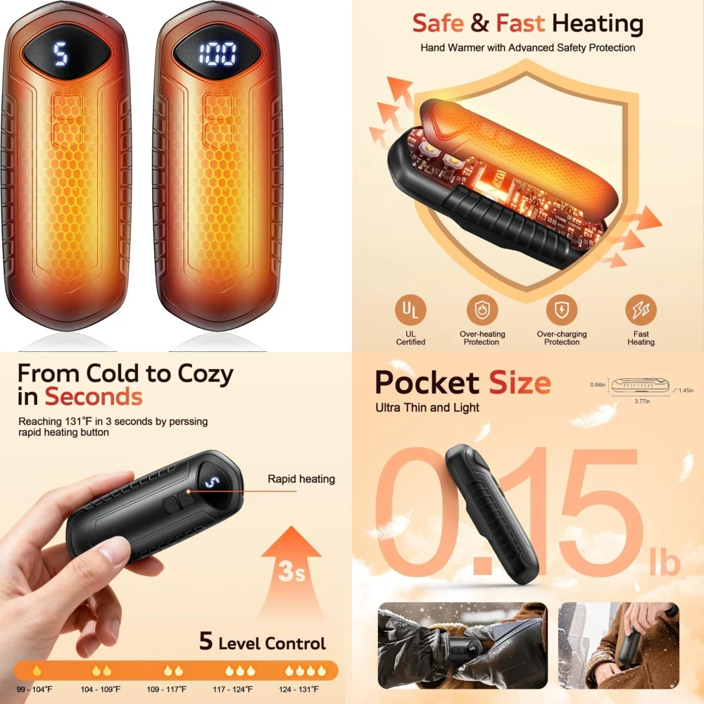 2 упаковки, перезаряжаемая грелка для рук, 6000 мАч, портативный электрический обогреватель для рук, быстрый нагрев, долговечный аккумулятор, зимний теплый подарок
2 упаковки, перезаряжаемая грелка для рук, 6000 мАч, портативный электрический обогреватель для рук, быстрый нагрев, долговечный аккумулятор, зимний теплый подарок