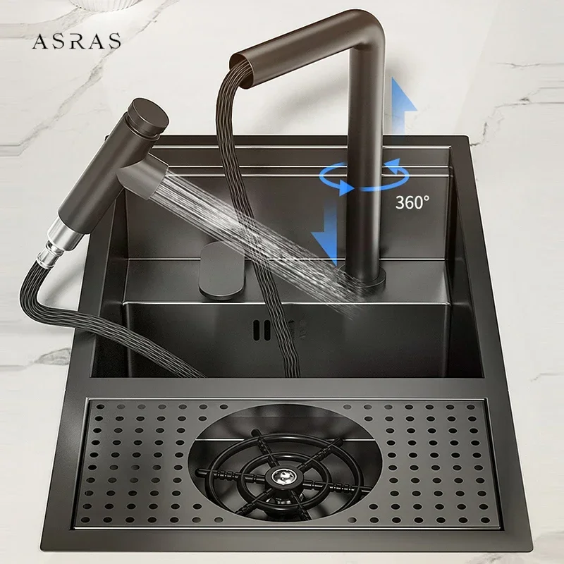 ASRAS Nano черная кухонная мойка небольшого размера, мойка чашек, скрытая крышка барной стойки, скрытые раковины с одной чашей и подъемным краном
ASRAS Nano черная кухонная мойка небольшого размера, мойка чашек, скрытая крышка барной стойки, скрытые раковины с одной чашей и подъемным краном