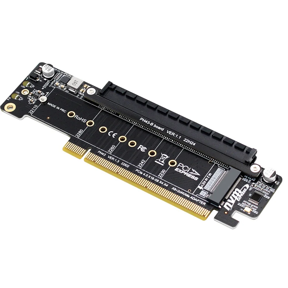 Адаптер-сплиттер PCIe X16 на X8+X4+X4 с портами M.2 NVMe x2, карта расширения, поддержка SSD 2280/2260/2242/2230
Адаптер-сплиттер PCIe X16 на X8+X4+X4 с портами M.2 NVMe x2, карта расширения, поддержка SSD 2280/2260/2242/2230