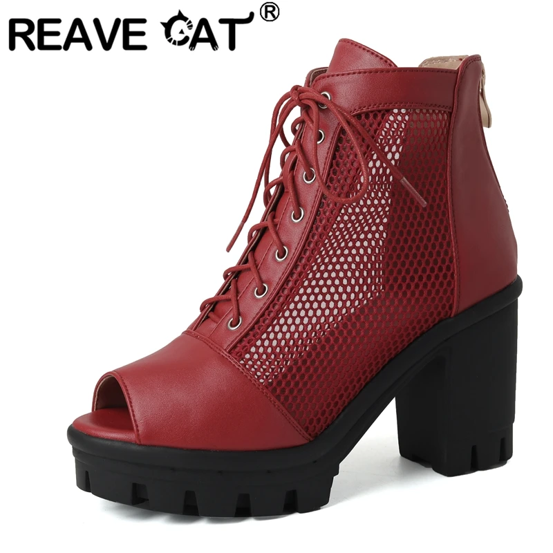 REAVE CAT 2024 Summer Women Ankle Boots Peep Toe Block Heel Lace Up Breathable Mesh Size 41 42 43 Elegant Daily Bota
REAVE CAT 2024 Summer Women Ankle Boots Peep Toe Block Heel Lace Up Breathable Mesh Size 41 42 43 Elegant Daily Bota