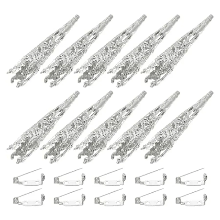 10 Pcs Decorative Corsage Display Stand - Lapel Pin Brooch Vase with Bar Pins Apply to DIY/Prom/Wedding/Craft, 41mm, Silver Ton
10 Pcs Decorative Corsage Display Stand - Lapel Pin Brooch Vase with Bar Pins Apply to DIY/Prom/Wedding/Craft, 41mm, Silver Ton