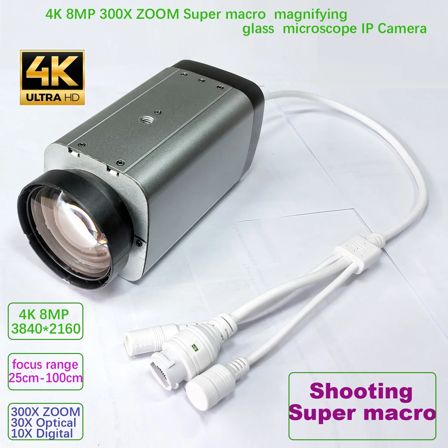 4K 8MP 300X ZOOM Super Macro Камера Макро-лупа Электронный микроскоп IP-камера 32 ГБ SD-карта Сетевая камера RTSP На vif P2P
4K 8MP 300X ZOOM Super Macro Камера Макро-лупа Электронный микроскоп IP-камера 32 ГБ SD-карта Сетевая камера RTSP На vif P2P