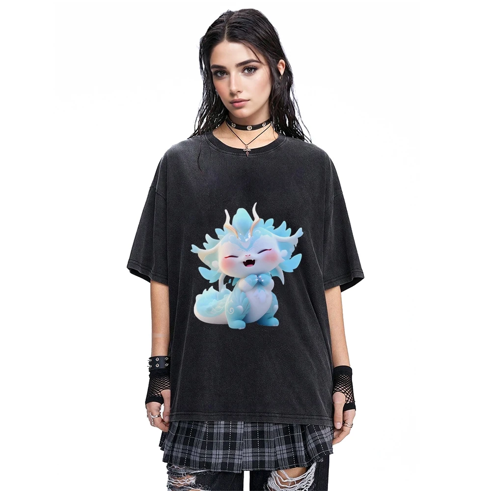 T - Shirt, Cute Blue Dragon Graphic Print on Back, Whimsical Fantasy Design, Casual Short - Sleeve, Trendy Streetwear Tee
T - Shirt, Cute Blue Dragon Graphic Print on Back, Whimsical Fantasy Design, Casual Short - Sleeve, Trendy Streetwear Tee