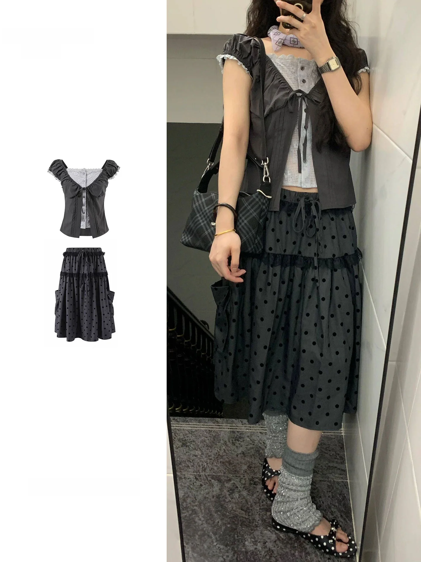 plus Size American Retro Black Grey Polka Dot Half Skirt Women's Summer New Subculture A-Line Long Skirt Pocket Skirt
plus Size American Retro Black Grey Polka Dot Half Skirt Women's Summer New Subculture A-Line Long Skirt Pocket Skirt