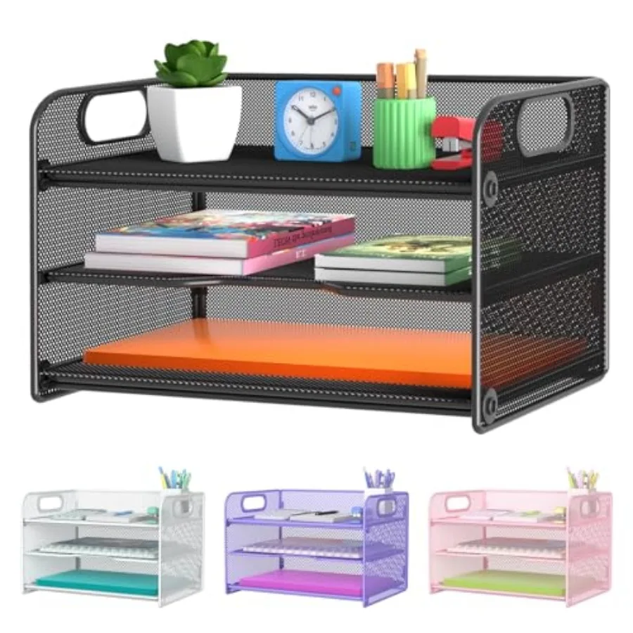 3 Tier Letter Tray Paper Organizer with Handle, Mesh Desk Organizer Paper Sorter File Rack Shelves, Black
3 Tier Letter Tray Paper Organizer with Handle, Mesh Desk Organizer Paper Sorter File Rack Shelves, Black