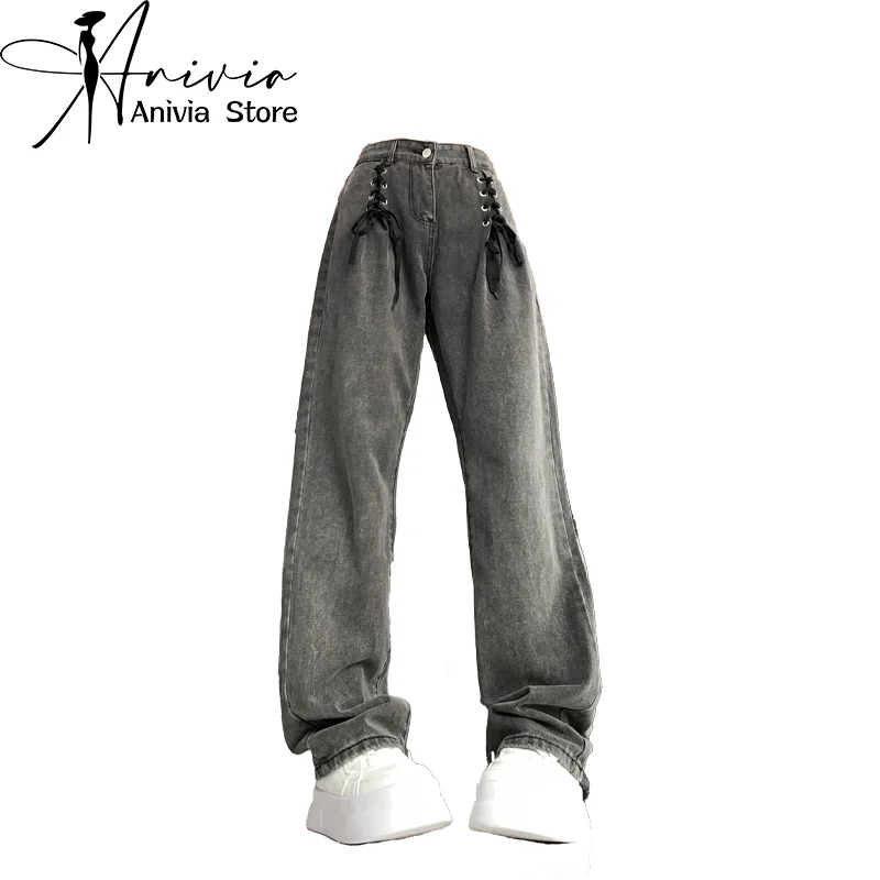 Women Grey Lace-up Y2k Baggy Jeans Harajuku Denim Trousers Oversize Japanese 2000s Style Jean Pants Vintage Trashy Clothes 2024
Women Grey Lace-up Y2k Baggy Jeans Harajuku Denim Trousers Oversize Japanese 2000s Style Jean Pants Vintage Trashy Clothes 2024