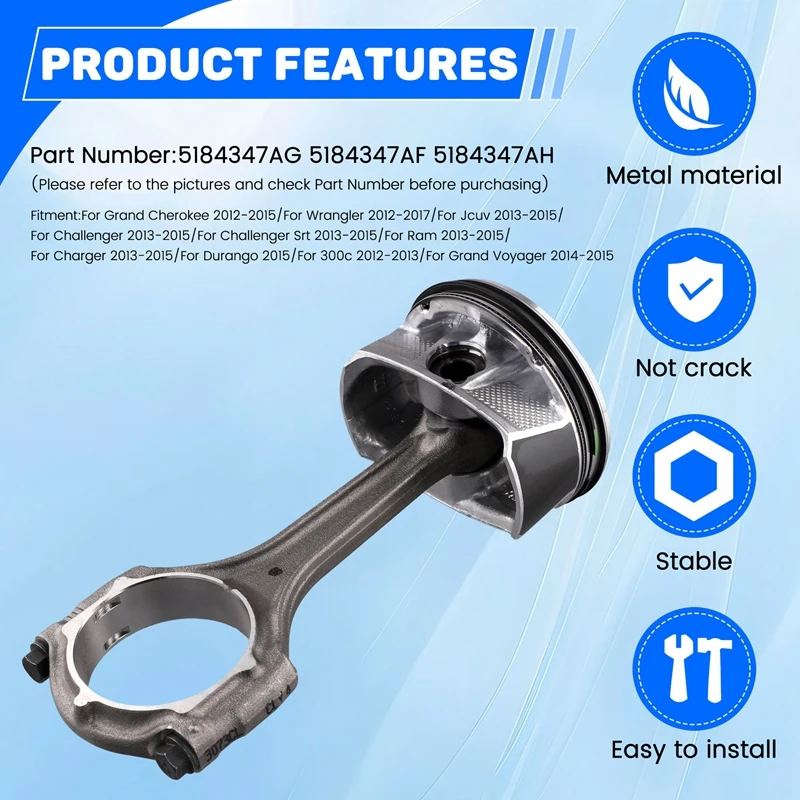 A82M-5184347AG Car Connecting Rod Assembly With Piston Ring For Jeep For Dodge For Chrysler 2011-2019 5184347AF 5184347AH
A82M-5184347AG Car Connecting Rod Assembly With Piston Ring For Jeep For Dodge For Chrysler 2011-2019 5184347AF 5184347AH