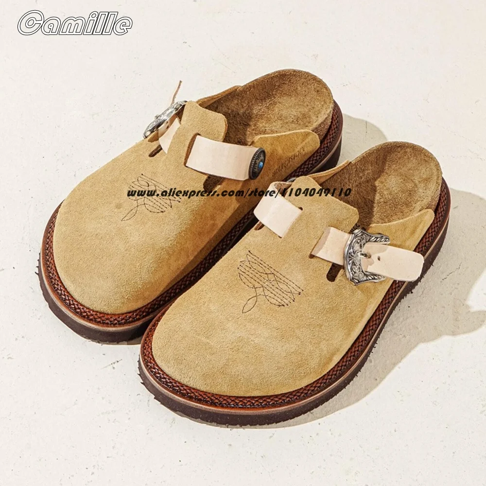 Retro Cow Suede Belt Buckle Strap Slip On Slippers Round Toe Platform Casual Shoes Size 35-39 All-Match Casual Shoes
Retro Cow Suede Belt Buckle Strap Slip On Slippers Round Toe Platform Casual Shoes Size 35-39 All-Match Casual Shoes