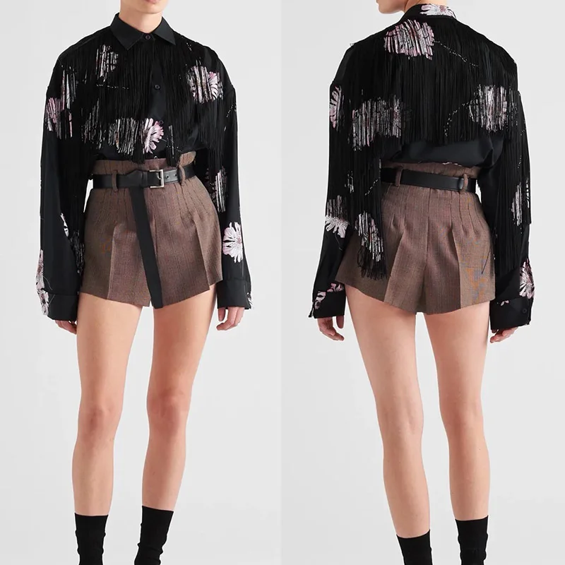 Women' Clothes Runway Flower Pattern Tassel Shirt Vintage Long Sleeve Lapel Single Breasted Print Elegant Blouses Summer New 24
Women' Clothes Runway Flower Pattern Tassel Shirt Vintage Long Sleeve Lapel Single Breasted Print Elegant Blouses Summer New 24