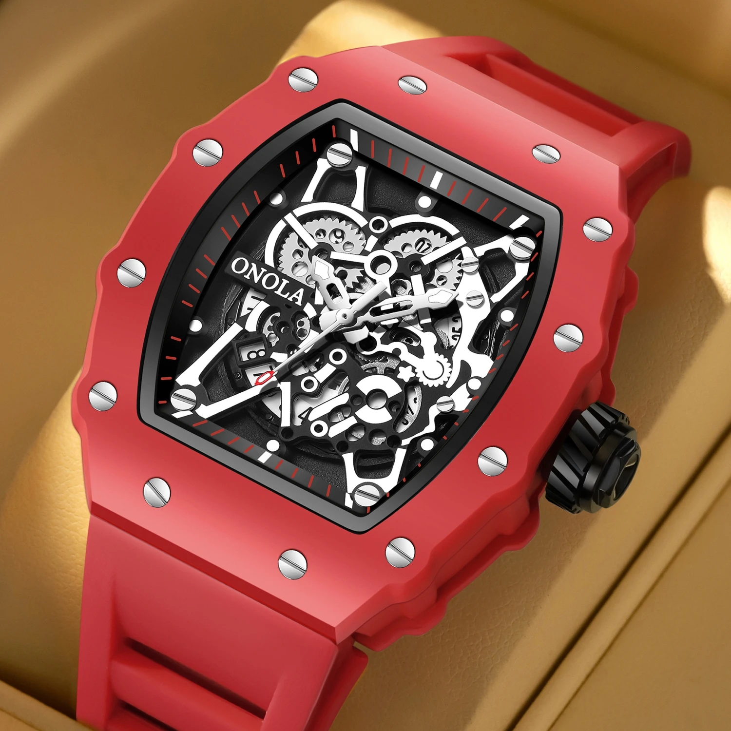 ONOLA Luxury Men's Watch Wine Barrel Quartz Watch Silicone Strap Sports Waterproof Night Light Men's Watch
ONOLA Luxury Men's Watch Wine Barrel Quartz Watch Silicone Strap Sports Waterproof Night Light Men's Watch