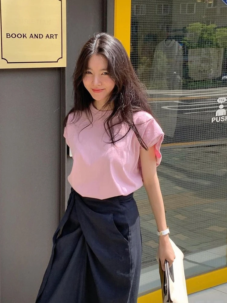 Chic Sweet round Ne ort Sve T-irt High Waist Asymmetrical Belt Design Skirt Set Women's Faion Summer Cotton Outfit 
Chic Sweet round Ne ort Sve T-irt High Waist Asymmetrical Belt Design Skirt Set Women's Faion Summer Cotton Outfit