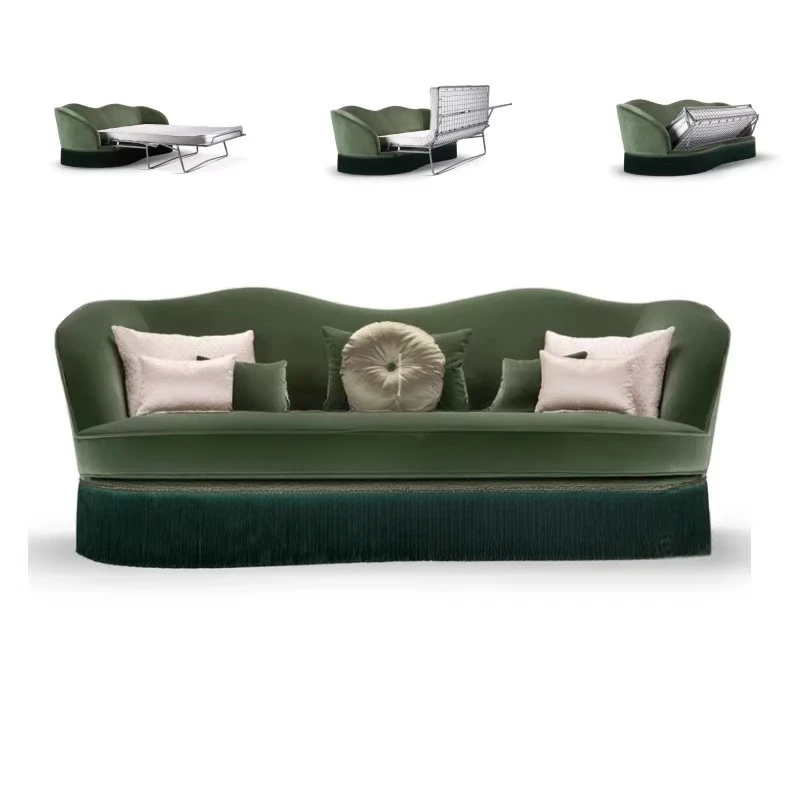 French retro fabric sofa bed dark green folding dual-purpose small apartment living room apartment audio-visual fringed sofa
French retro fabric sofa bed dark green folding dual-purpose small apartment living room apartment audio-visual fringed sofa