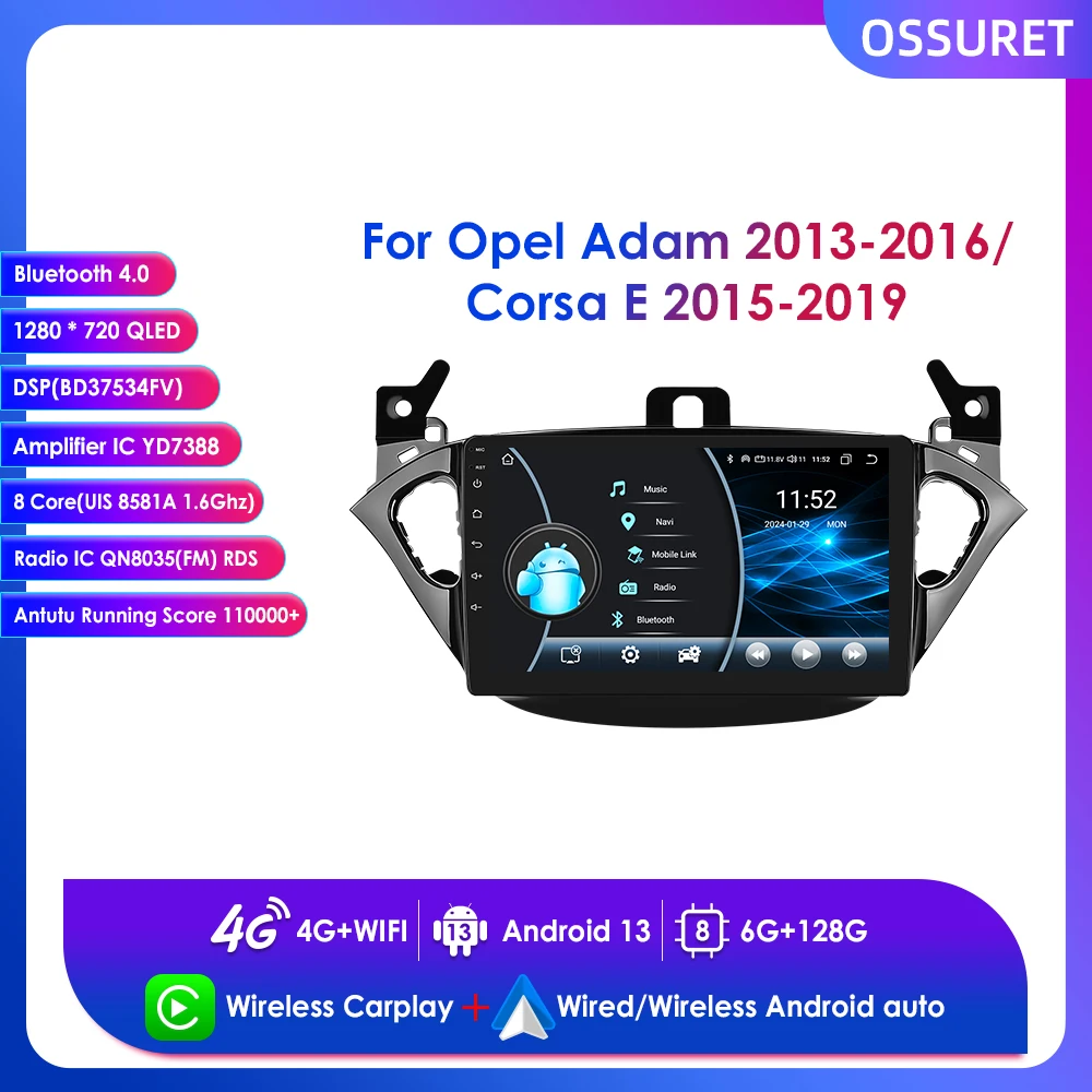Android 13 for Opel Adam Corsa E 2013 - 2019 Wireless Carplay Car Multimedia Player Navigation GPS 9" Radio Stereo DSP BT 4G RDS
Android 13 for Opel Adam Corsa E 2013 - 2019 Wireless Carplay Car Multimedia Player Navigation GPS 9" Radio Stereo DSP BT 4G RDS