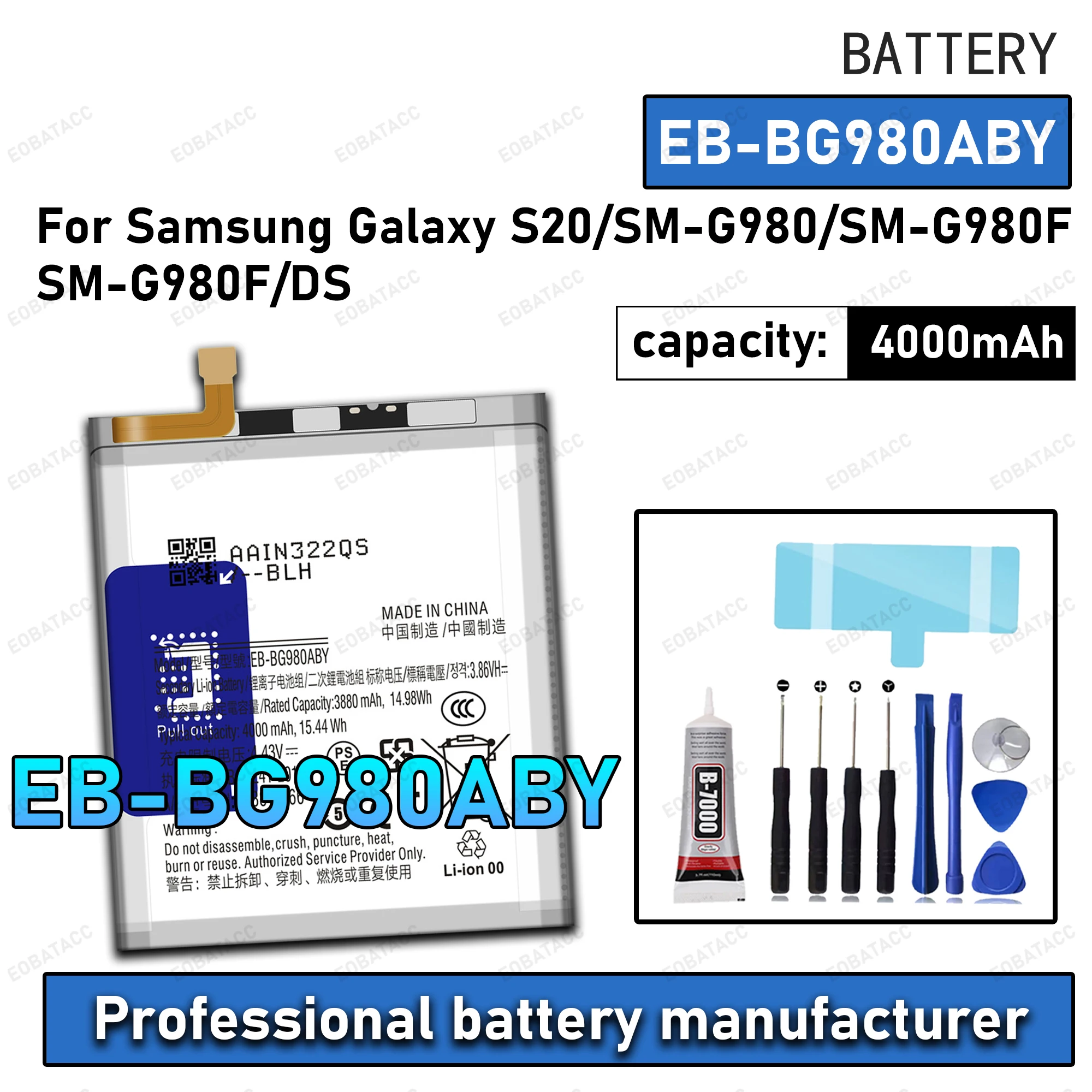 100% New Zero Cycle EB-BG980ABY Battery For Samsung Galaxy S20/SM-G980/SM-G980F Phone Replacement Bateria Battery+Free Tools
100% New Zero Cycle EB-BG980ABY Battery For Samsung Galaxy S20/SM-G980/SM-G980F Phone Replacement Bateria Battery+Free Tools