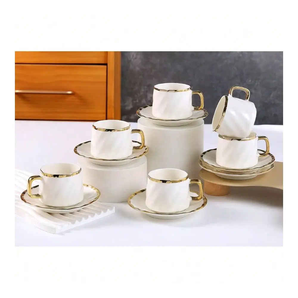 European Luxury Cappuccino Coffee Cup And Saucer Set, GoldRimmed Ceramic Coffee Cups, Elegant Turkish Tea Cup Set, Suitable For
European Luxury Cappuccino Coffee Cup And Saucer Set, GoldRimmed Ceramic Coffee Cups, Elegant Turkish Tea Cup Set, Suitable For