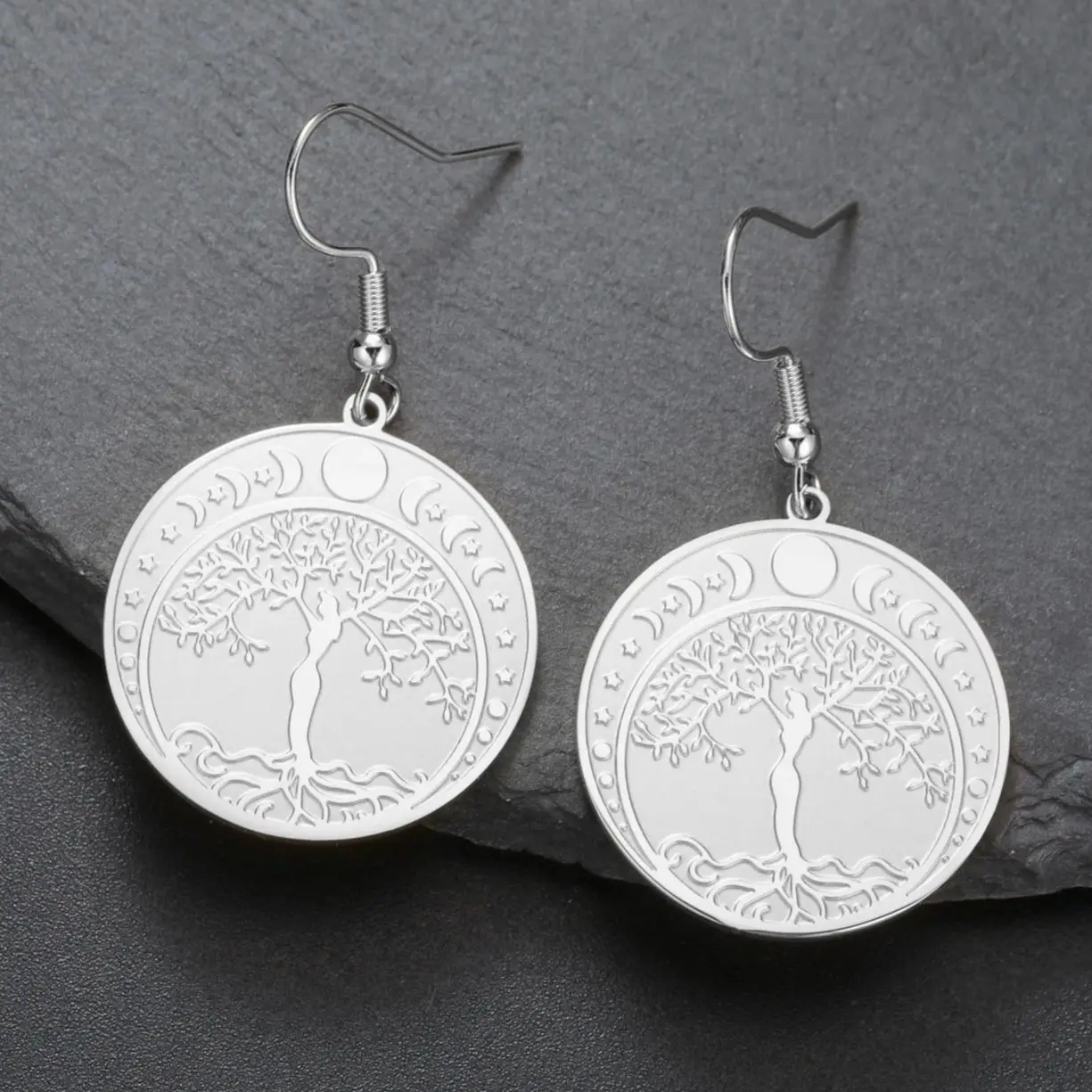 LIKGREAT Tree of Life Dangle Earring for Women Stainless Steel Earrings Crescent Moon Medallion Pendant Jewelry Amulet Gift
LIKGREAT Tree of Life Dangle Earring for Women Stainless Steel Earrings Crescent Moon Medallion Pendant Jewelry Amulet Gift