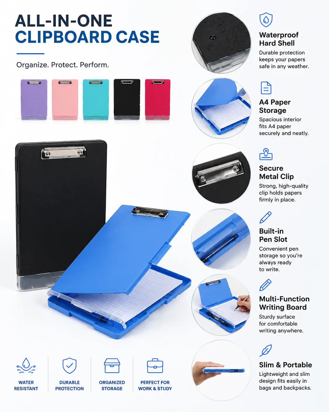 High Capacity Clipboards with Pen Holder, Easily Organize and Store Your Documents
High Capacity Clipboards with Pen Holder, Easily Organize and Store Your Documents