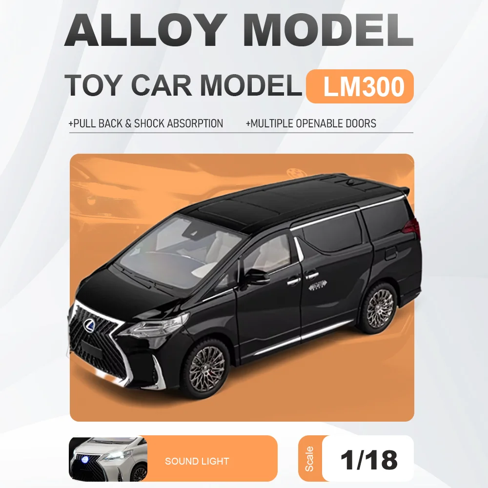 1:18 LM300 MPV Alphard Alloy Miniature Car Toys Deicast Model Doors Opened with Sound Light Pull Back Vehices Gifts for Children
1:18 LM300 MPV Alphard Alloy Miniature Car Toys Deicast Model Doors Opened with Sound Light Pull Back Vehices Gifts for Children