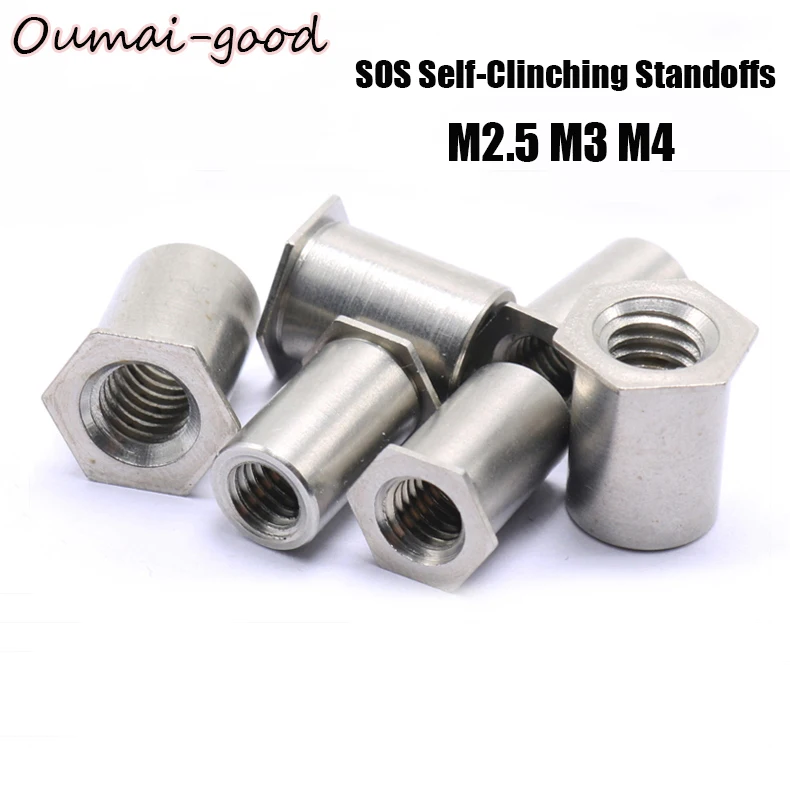 20pcs M2.5 M3 M4 SOS Self-Clinching Standoffs Bolt 304 Stainless Steel Thru-Hole Threaded Standoff Internal Thread Stud 
20pcs M2.5 M3 M4 SOS Self-Clinching Standoffs Bolt 304 Stainless Steel Thru-Hole Threaded Standoff Internal Thread Stud