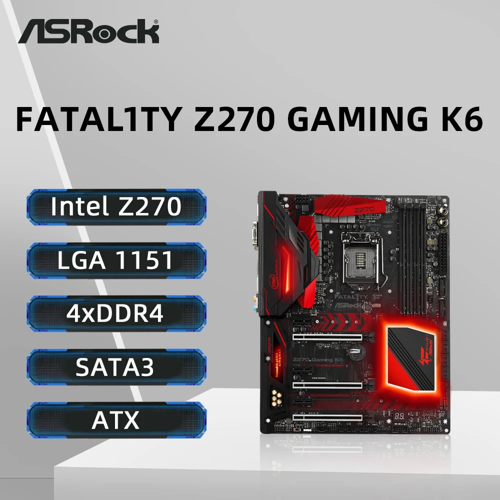 ASRock Fatal1ty Z270 Gaming K6 Motherboard LGA1151 Support i7-7700 6700K i5-7600T 6600 i3-7320 6100 CPU DDR4 DIMM PCIe 3.0 ATX
ASRock Fatal1ty Z270 Gaming K6 Motherboard LGA1151 Support i7-7700 6700K i5-7600T 6600 i3-7320 6100 CPU DDR4 DIMM PCIe 3.0 ATX